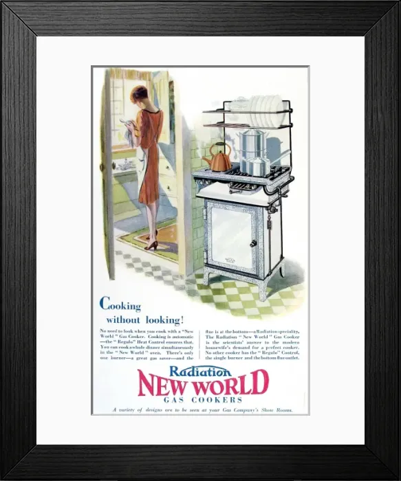 Framed Print : New World Gas Cooker Advertisement, 1928 Framed Print : New World Gas Cooker Advertisement, 1928