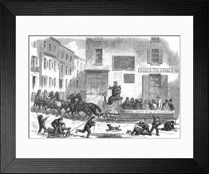 Framed Print : An Omnibus Sleigh, New York, 1865 Framed Print : An Omnibus Sleigh, New York, 1865
