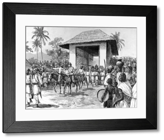 Framed Print : Emin Pasha and Mr. Jephson entering Dufile, 1888 Framed Print : Emin Pasha and Mr. Jephson entering Dufile, 1888