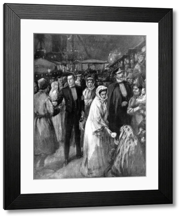 Framed Print : Prince and Princess Louis of Battenburg feeding rescued emig Framed Print : Prince and Princess Louis of Battenburg feeding rescued emig