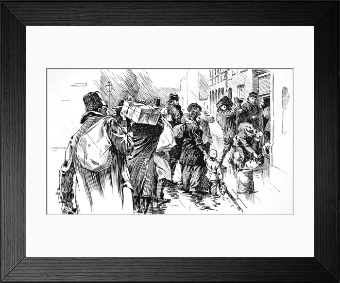 Framed Print : Immigrants arriving at the Jewish Shelter, London, 1904 Framed Print : Immigrants arriving at the Jewish Shelter, London, 1904