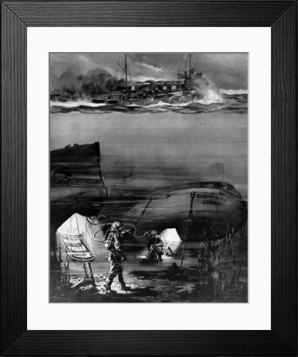 Framed Print : German submarines getting supplies Framed Print : German submarines getting supplies