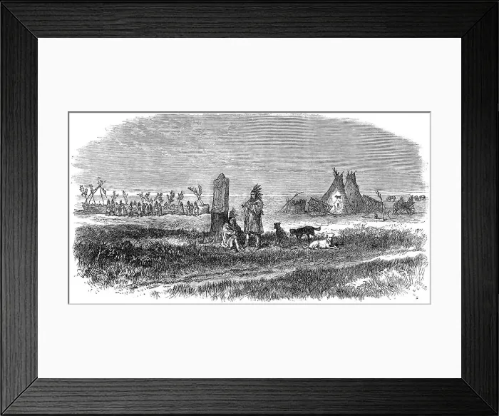 Framed Print : American Indians. Boundary Post between the United States am Framed Print : American Indians. Boundary Post between the United States am