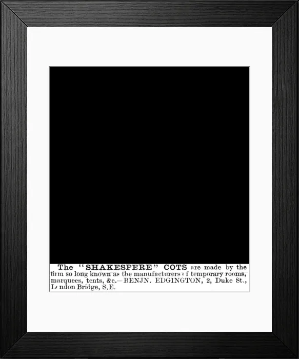 Framed Print : Shakespere cot Framed Print : Shakespere cot
