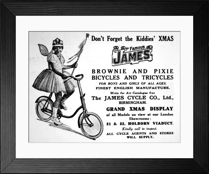 Framed Print : James bicycles advertisement Framed Print : James bicycles advertisement