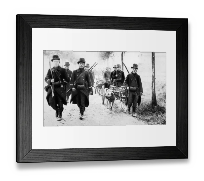 Framed Print : Belgian soldiers retreat Framed Print : Belgian soldiers retreat