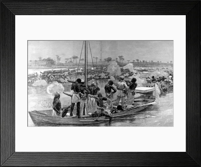 Framed Print : H. M. Stanleys Expedition fighting the Bangala, Central Afri Framed Print : H. M. Stanleys Expedition fighting the Bangala, Central Afri