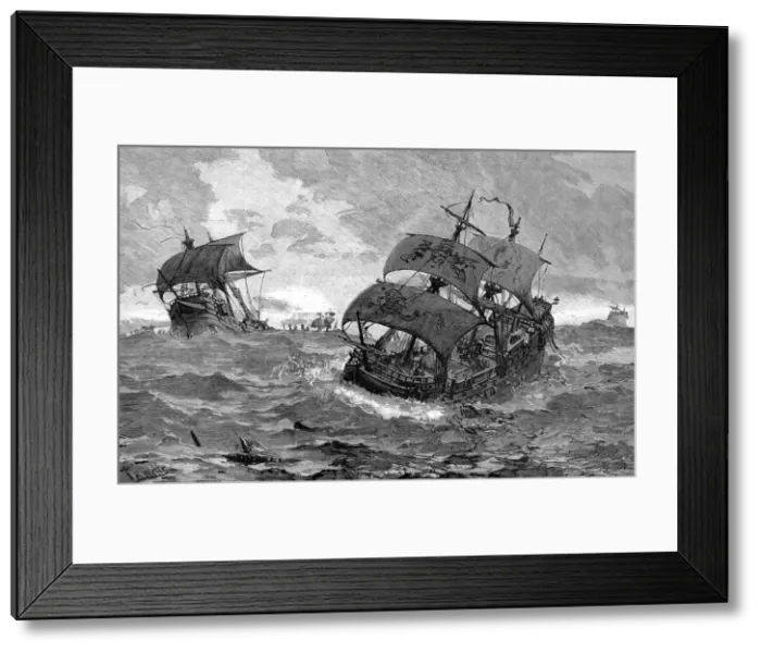Framed Print : Spanish Armada in a gale, 1588 Framed Print : Spanish Armada in a gale, 1588