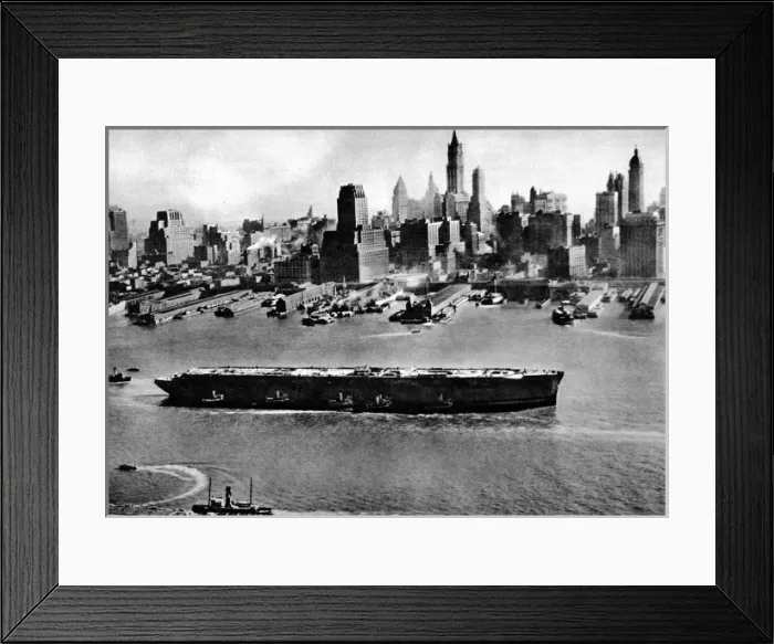 Framed Print : Salvaged Luxury Liner Normandie, New York Harbour, Novembe Framed Print : Salvaged Luxury Liner Normandie, New York Harbour, Novembe