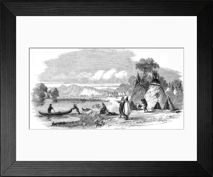 Framed Print : American Indians. The Missippi River. A Sioux Encampment Framed Print : American Indians. The Missippi River. A Sioux Encampment