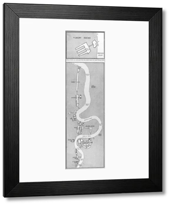 Framed Print : Map of Londons Docks, 1908 Framed Print : Map of Londons Docks, 1908