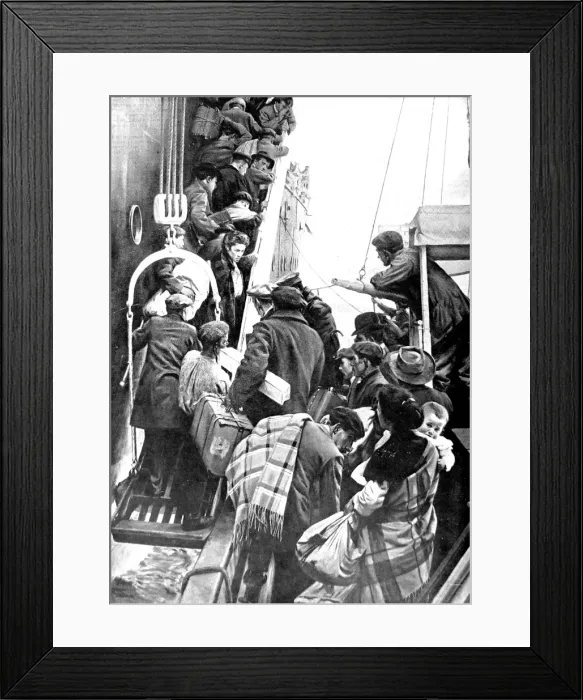 Framed Print : Emigrants boarding a ship for the USA, 1909 Framed Print : Emigrants boarding a ship for the USA, 1909