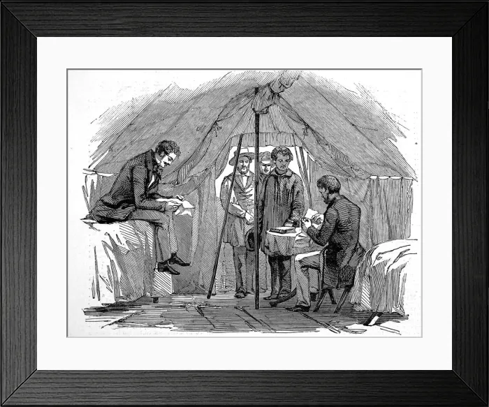 Framed Print : Issuing licenses to dig for gold Framed Print : Issuing licenses to dig for gold