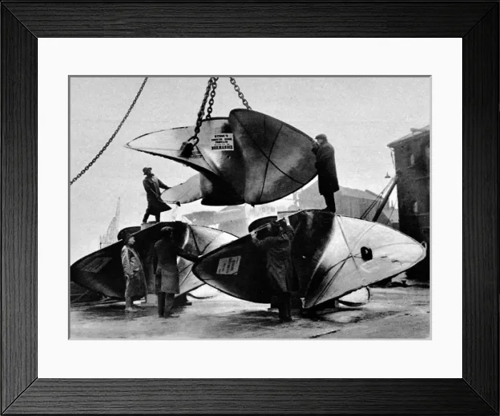 Framed Print : Propellors for the Normandie, February 1935 Framed Print : Propellors for the Normandie, February 1935