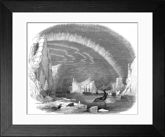 Framed Print : Icebergs and the Aurora Borealis, Arctic, c. 1849