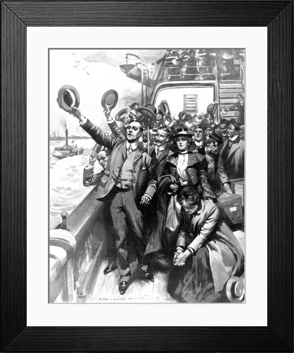 Framed Print : British Emigrants waving goodbye, 1903 Framed Print : British Emigrants waving goodbye, 1903