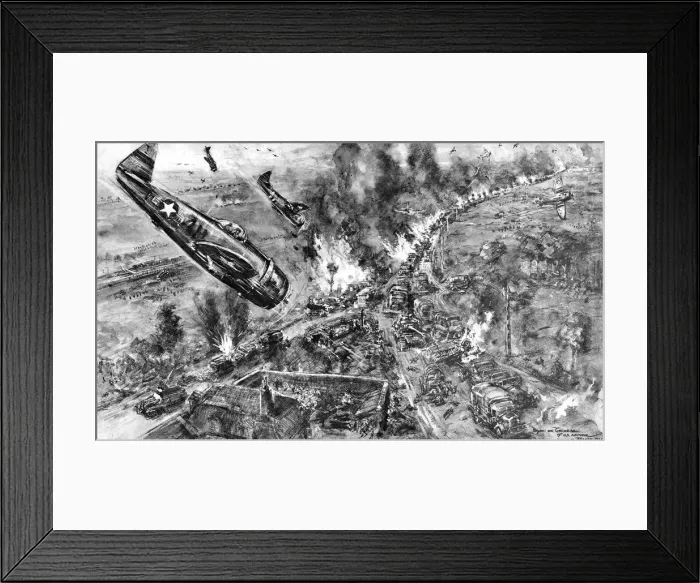 Framed Print : American Aircraft attacking German Vehicles, Falaise; Second Framed Print : American Aircraft attacking German Vehicles, Falaise; Second