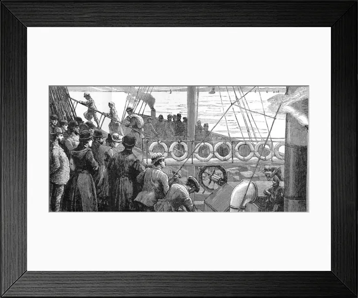 Framed Print : Irish emigrants, in a tender, coming aboard an Atlantic stea Framed Print : Irish emigrants, in a tender, coming aboard an Atlantic stea