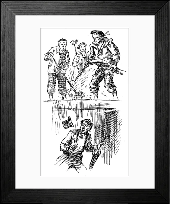 Framed Print : A Visitor to an Emigrant Ship being soaked by Seamen, 1884 Framed Print : A Visitor to an Emigrant Ship being soaked by Seamen, 1884