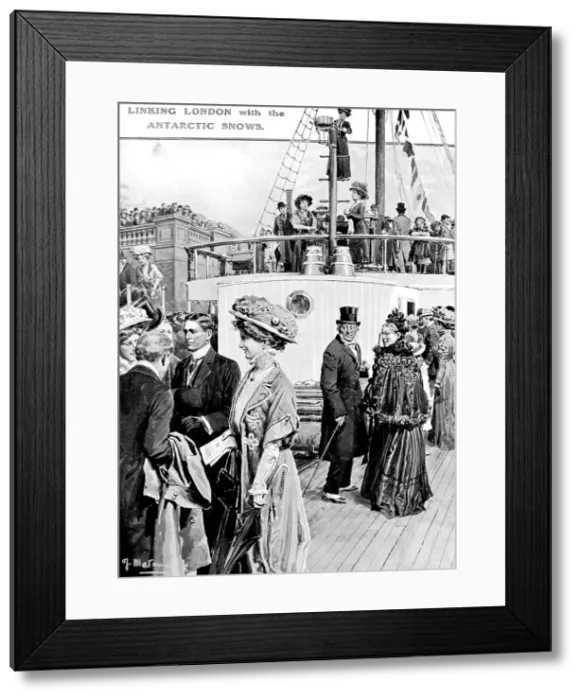 Framed Print : PRS Nimrod moored in London, 1909 Framed Print : PRS Nimrod moored in London, 1909