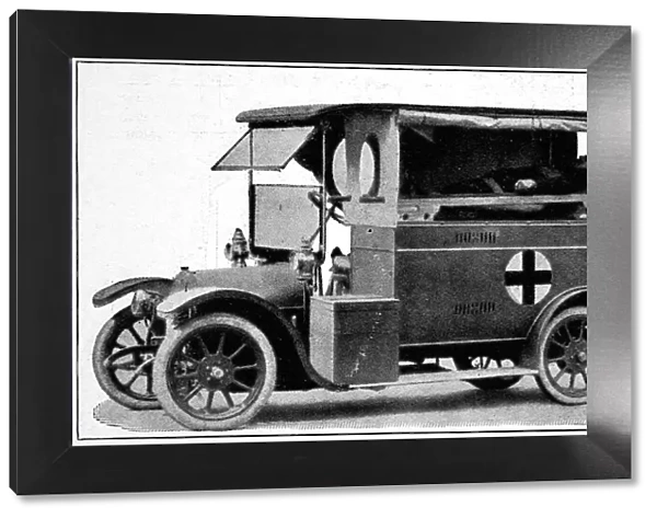 Ambulance. A 12-15 horsepower FIAT motor ambulance equipped with two stretchers,