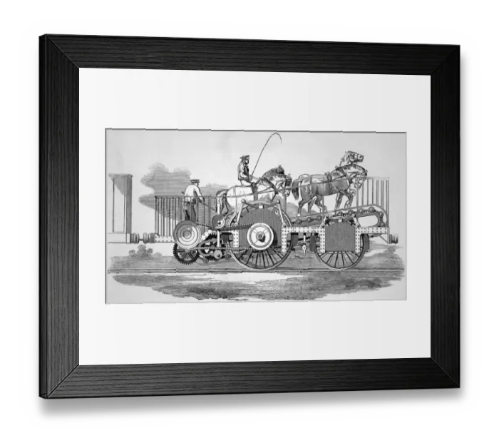 Framed Print : The patent Impoulsoria, horse powered engine Framed Print : The patent Impoulsoria, horse powered engine
