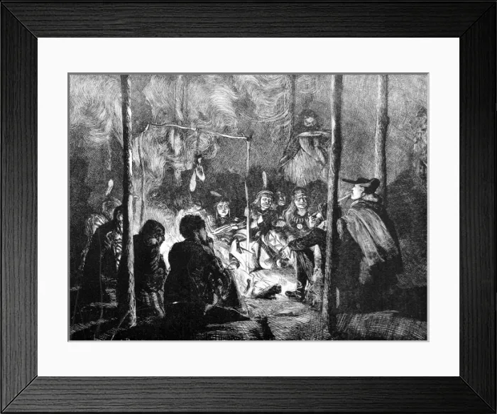 Framed Print : Pawnee Indians around a camp fire Framed Print : Pawnee Indians around a camp fire