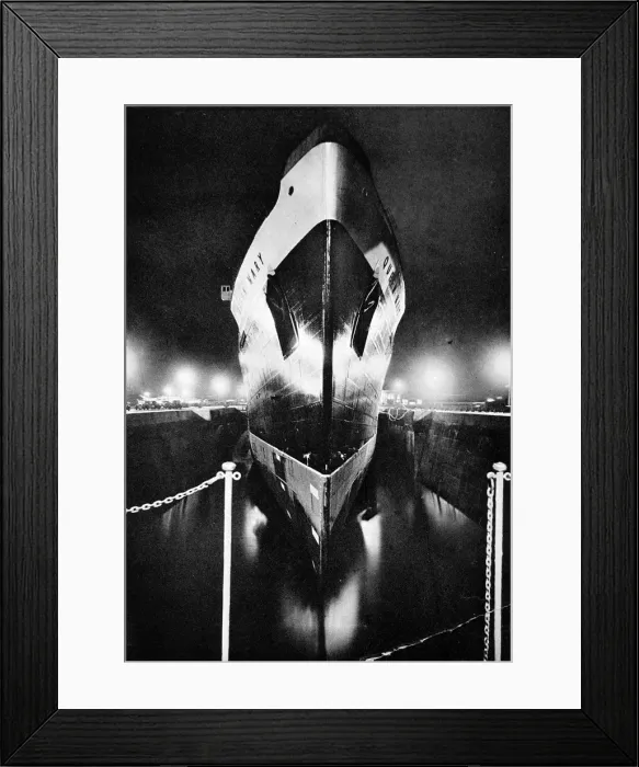 Framed Print : R. M. S. Queen Mary in dry dock, Southampton, April 1936 Framed Print : R. M. S. Queen Mary in dry dock, Southampton, April 1936