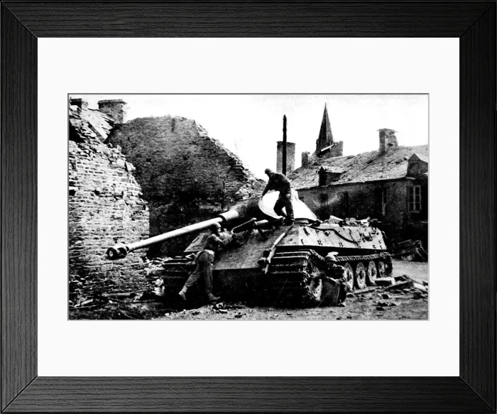 Framed Print : British Troops examine a German Royal Tiger, France; Second Framed Print : British Troops examine a German Royal Tiger, France; Second