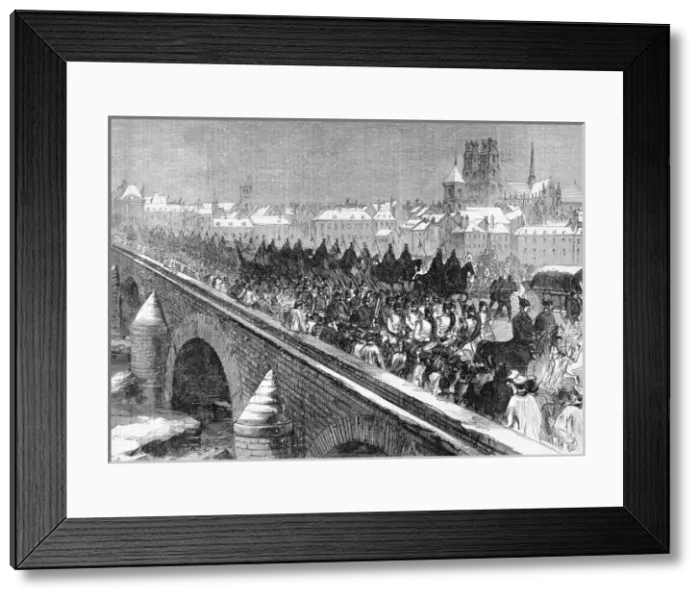 Framed Print : Franco-Prussian War. The German Army crossing the Loire at O Framed Print : Franco-Prussian War. The German Army crossing the Loire at O