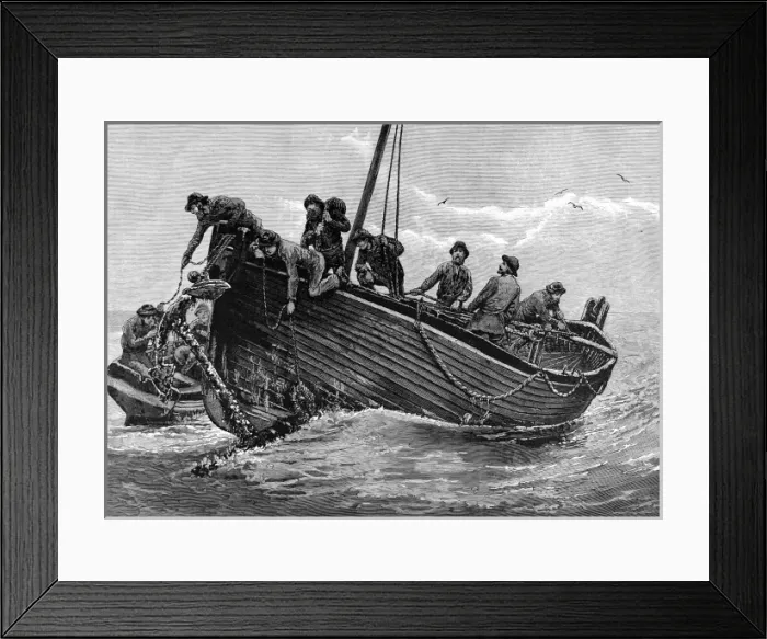 Framed Print : Fishing Up Lost Anchors, June 1885 Framed Print : Fishing Up Lost Anchors, June 1885