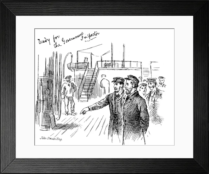 Framed Print : The Crew of an Emigrant Ship prepare for inspection, 1884 Framed Print : The Crew of an Emigrant Ship prepare for inspection, 1884
