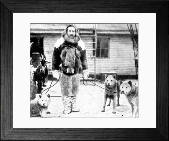 Framed Print : Robert E. Peary and some husky dogs, 1909 Framed Print : Robert E. Peary and some husky dogs, 1909