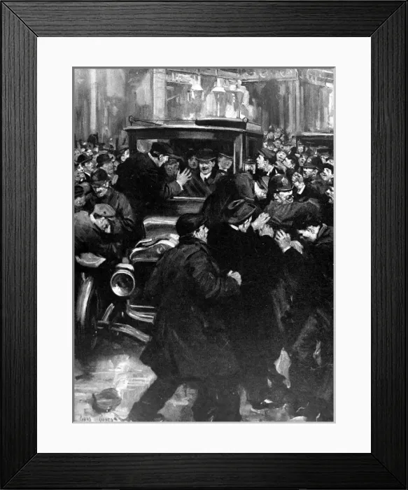 Framed Print : Anti Home-Rulers attacking Winston Churchills car, Belfast Framed Print : Anti Home-Rulers attacking Winston Churchills car, Belfast