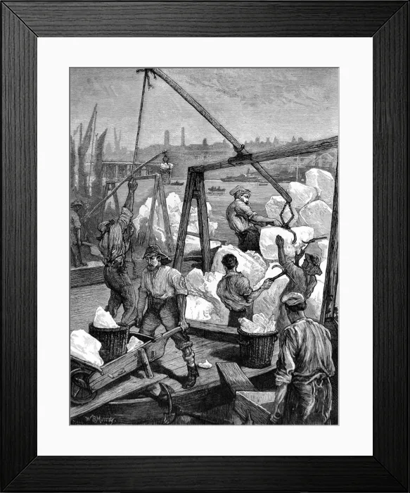 Framed Print : Unloading Ice at the London Docks, 1874 Framed Print : Unloading Ice at the London Docks, 1874