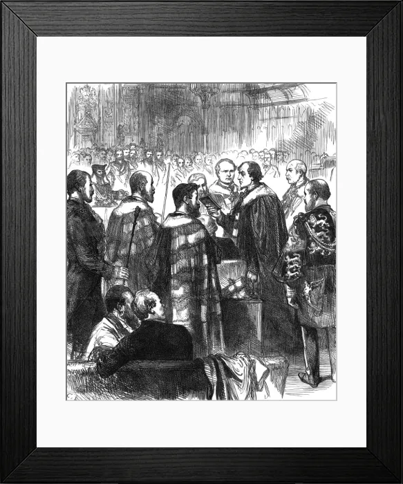 Framed Print : Benjamin Disraeli takes the House of Lords Oath, 1877 Framed Print : Benjamin Disraeli takes the House of Lords Oath, 1877