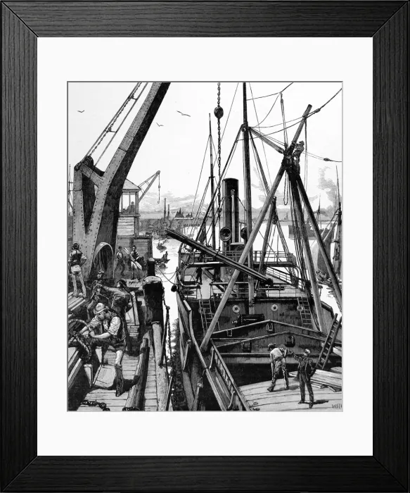 Framed Print : Loading a Steamship, Woolwich, 1884 Framed Print : Loading a Steamship, Woolwich, 1884