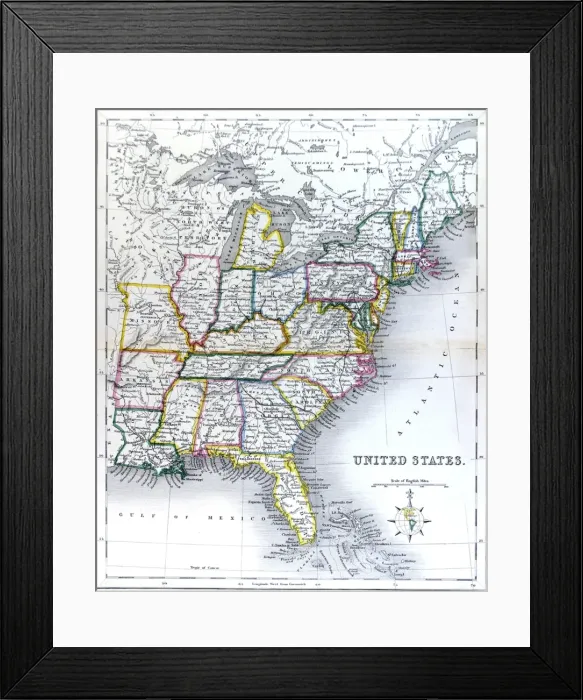 Framed Print : Map of the United States, 1846 Framed Print : Map of the United States, 1846