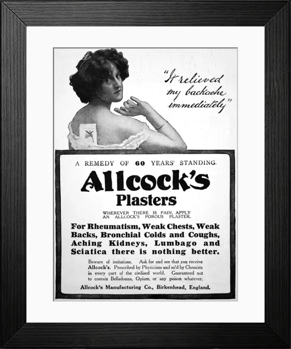 Framed Print : Allcocks plasters advert Framed Print : Allcocks plasters advert