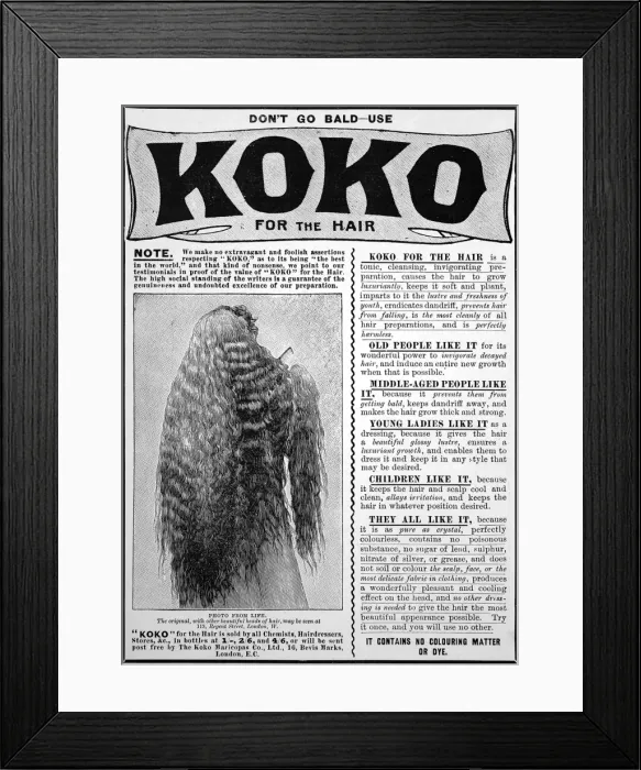 Framed Print : Koko hair ad Framed Print : Koko hair ad