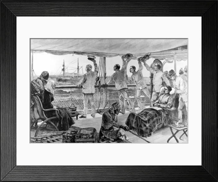 Framed Print : H. M. Stanley and his officers leaving Mombasa aboard the ste Framed Print : H. M. Stanley and his officers leaving Mombasa aboard the ste