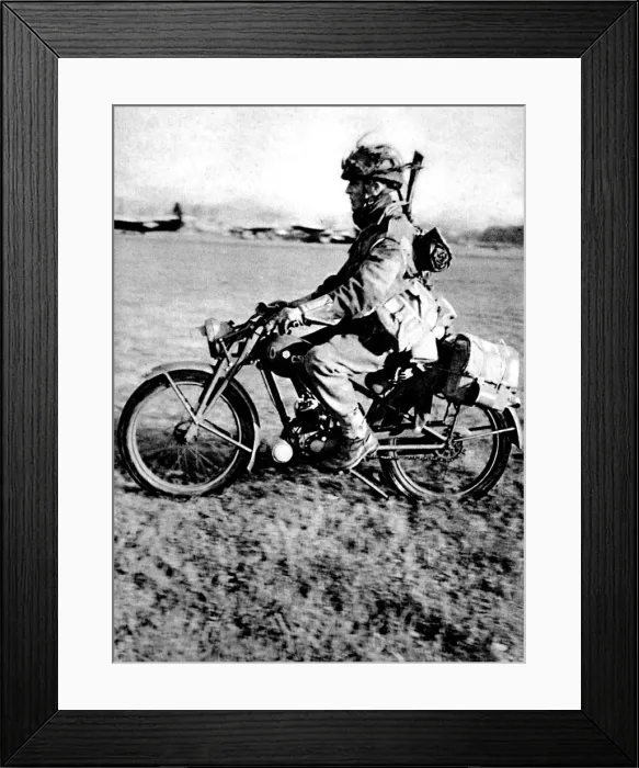 Framed Print : Motorcyclist of the British First Airborne; Second World War Framed Print : Motorcyclist of the British First Airborne; Second World War