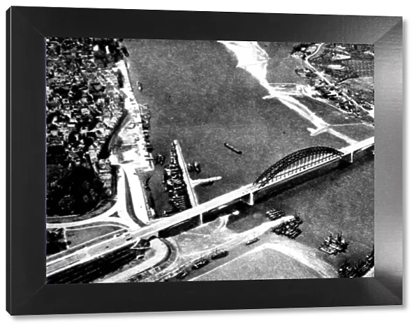 Aerial View of the bridge at Nijmegen, Holland; Second World