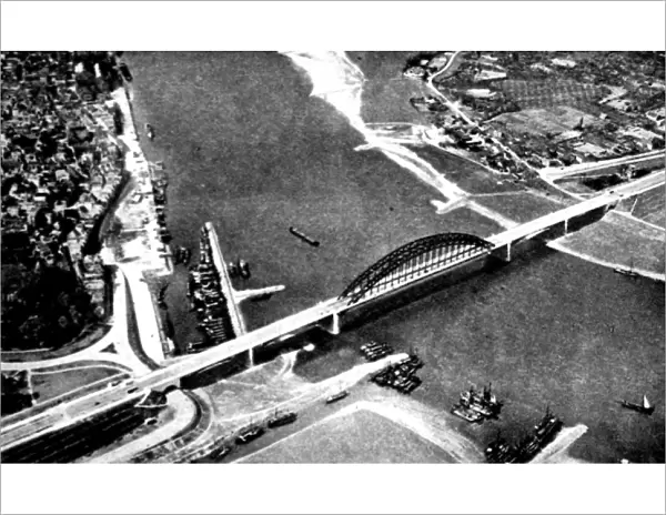 Aerial View of the bridge at Nijmegen, Holland; Second World