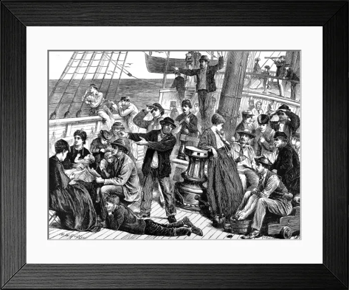 Framed Print : Emigrants sighting land, 1871 Framed Print : Emigrants sighting land, 1871