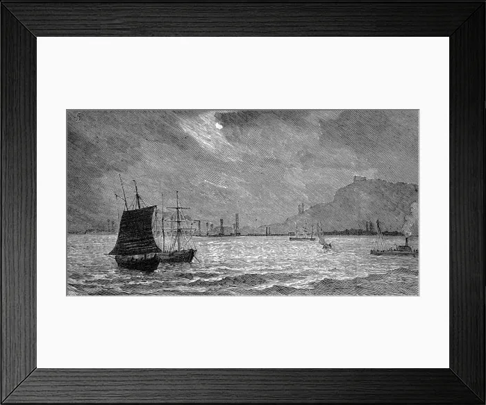 Framed Print : America. The Chinese in San Francisco. Fishing boats by moon Framed Print : America. The Chinese in San Francisco. Fishing boats by moon