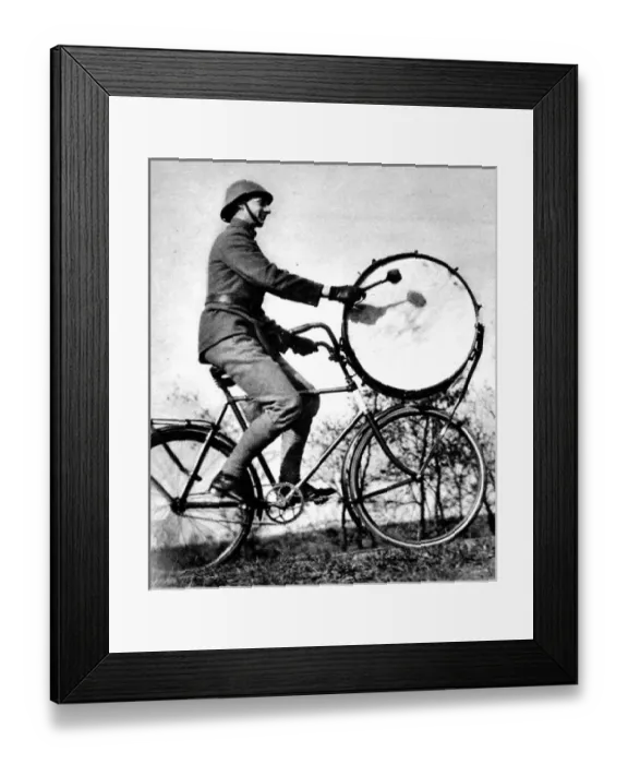 Framed Print : Dutch Bicycle-Mounted Bandsman, 1937 Framed Print : Dutch Bicycle-Mounted Bandsman, 1937