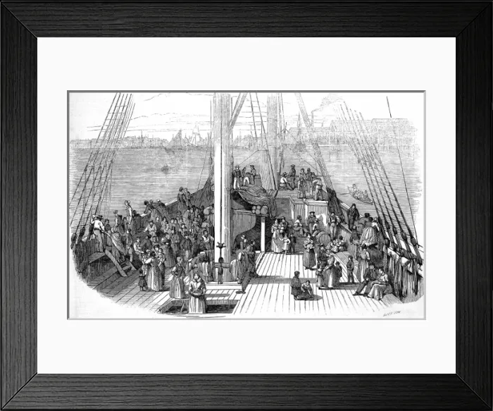Framed Print : Passengers on board the emigrant ship Artemisia, 1848 Framed Print : Passengers on board the emigrant ship Artemisia, 1848