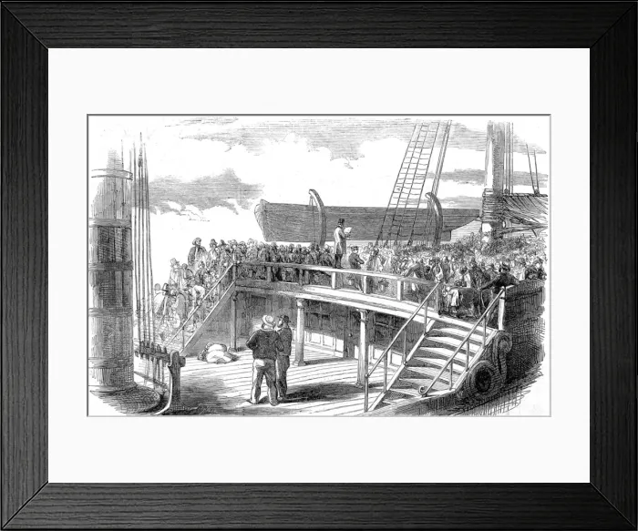 Framed Print : Taking the Roll Call on an Emigrant Ship, 1850 Framed Print : Taking the Roll Call on an Emigrant Ship, 1850