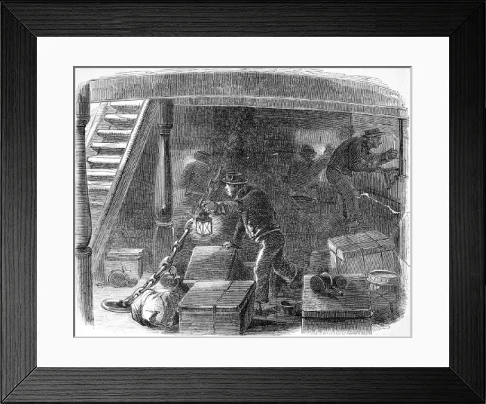 Framed Print : Searching for Stowaways on board an Emigrant Ship, 1850 Framed Print : Searching for Stowaways on board an Emigrant Ship, 1850